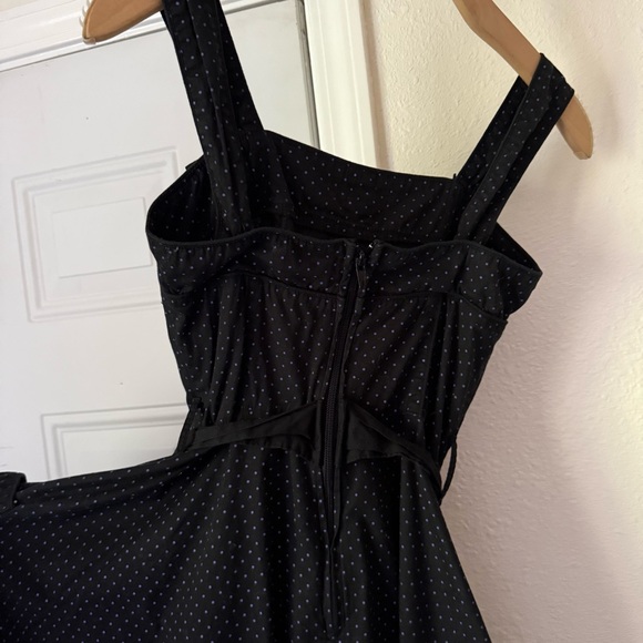 HELL BUNNY black purple Polka dot pinup retro mod button up belted midi mini - Picture 6 of 7